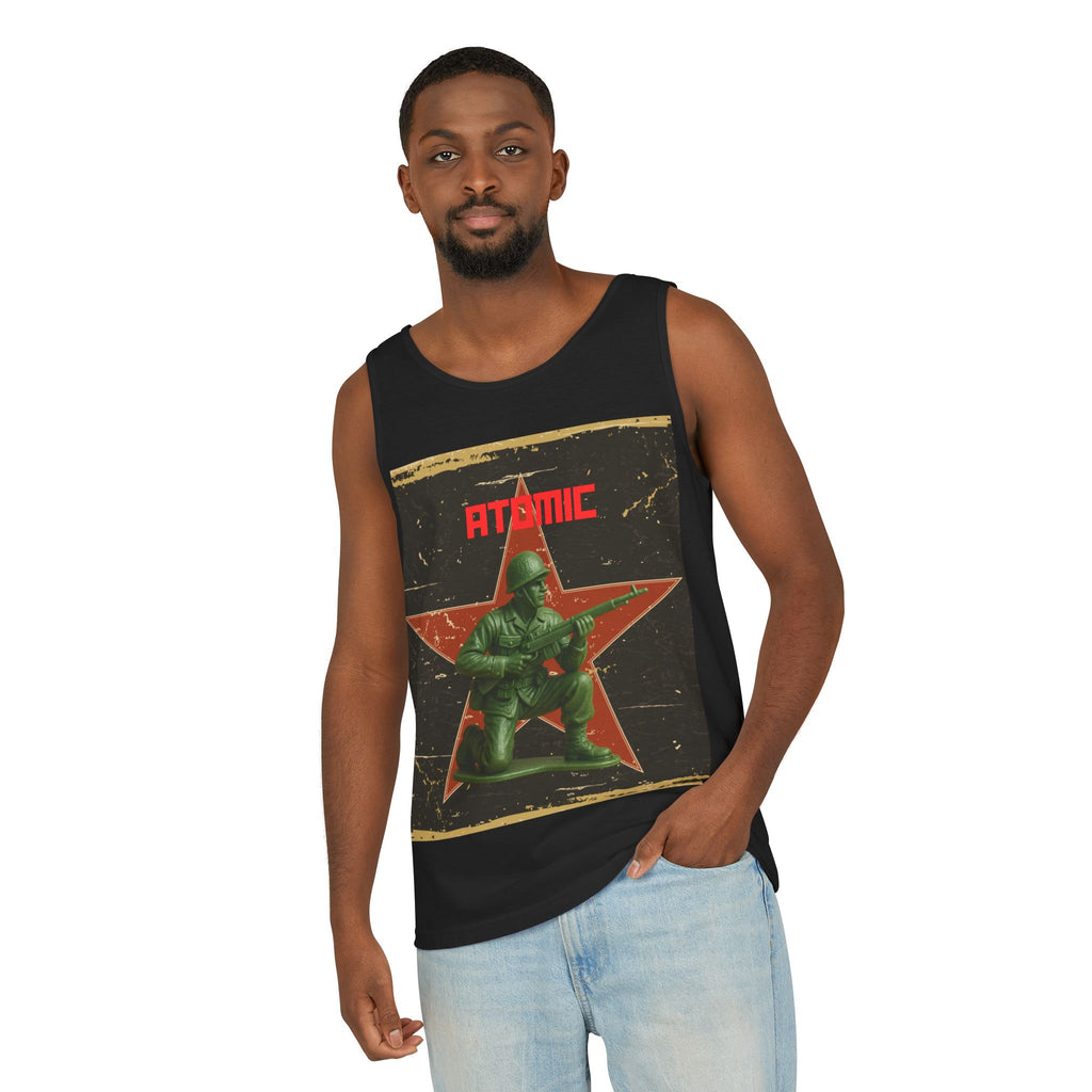 Atomic Soldier Graphic Tank Top, Casual Summer Wear, Military-Themed Apparel, Vintage Style Gift, Unisex Fashion