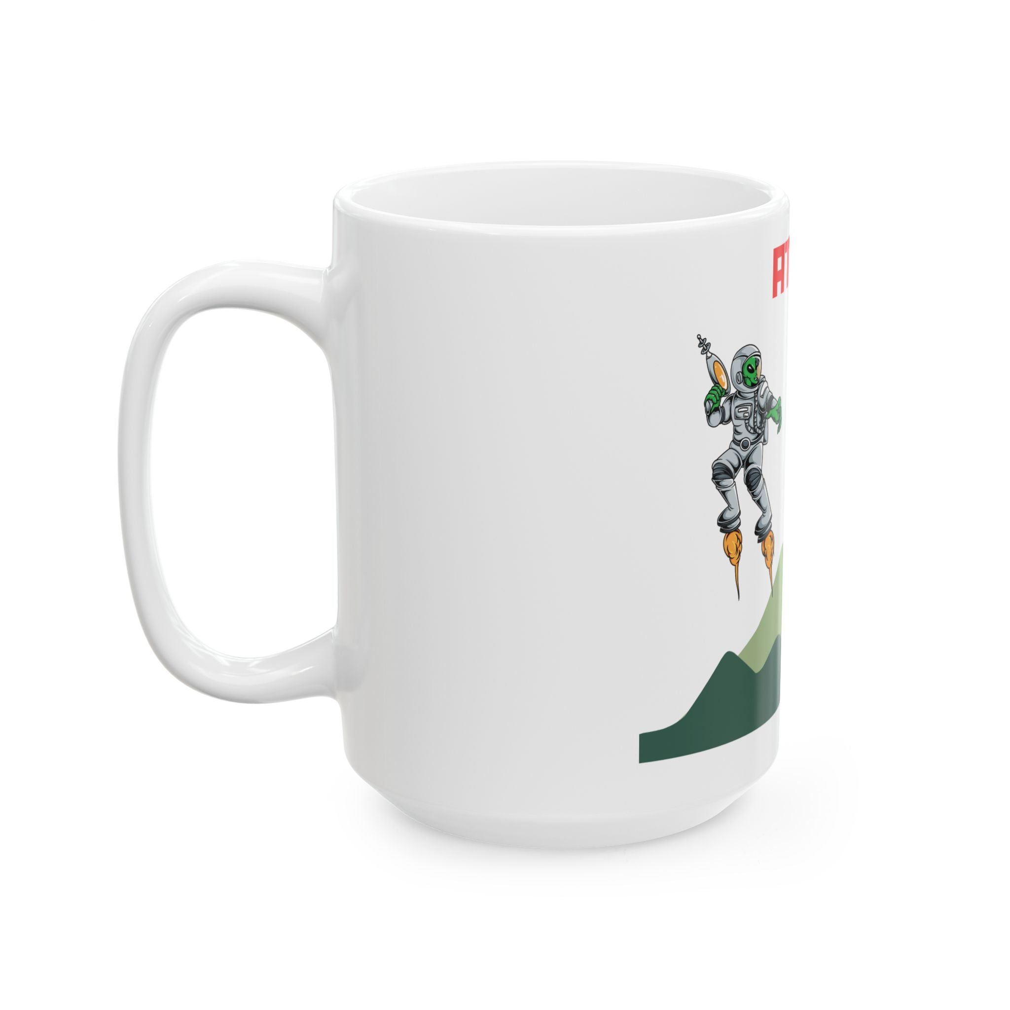 Retro Atomic Characters Ceramic Mug - Fun Gift for Sci-Fi Lovers, Coffee Lovers, Space-Themed Decor, Unique Kitchenware, Collectible Cup