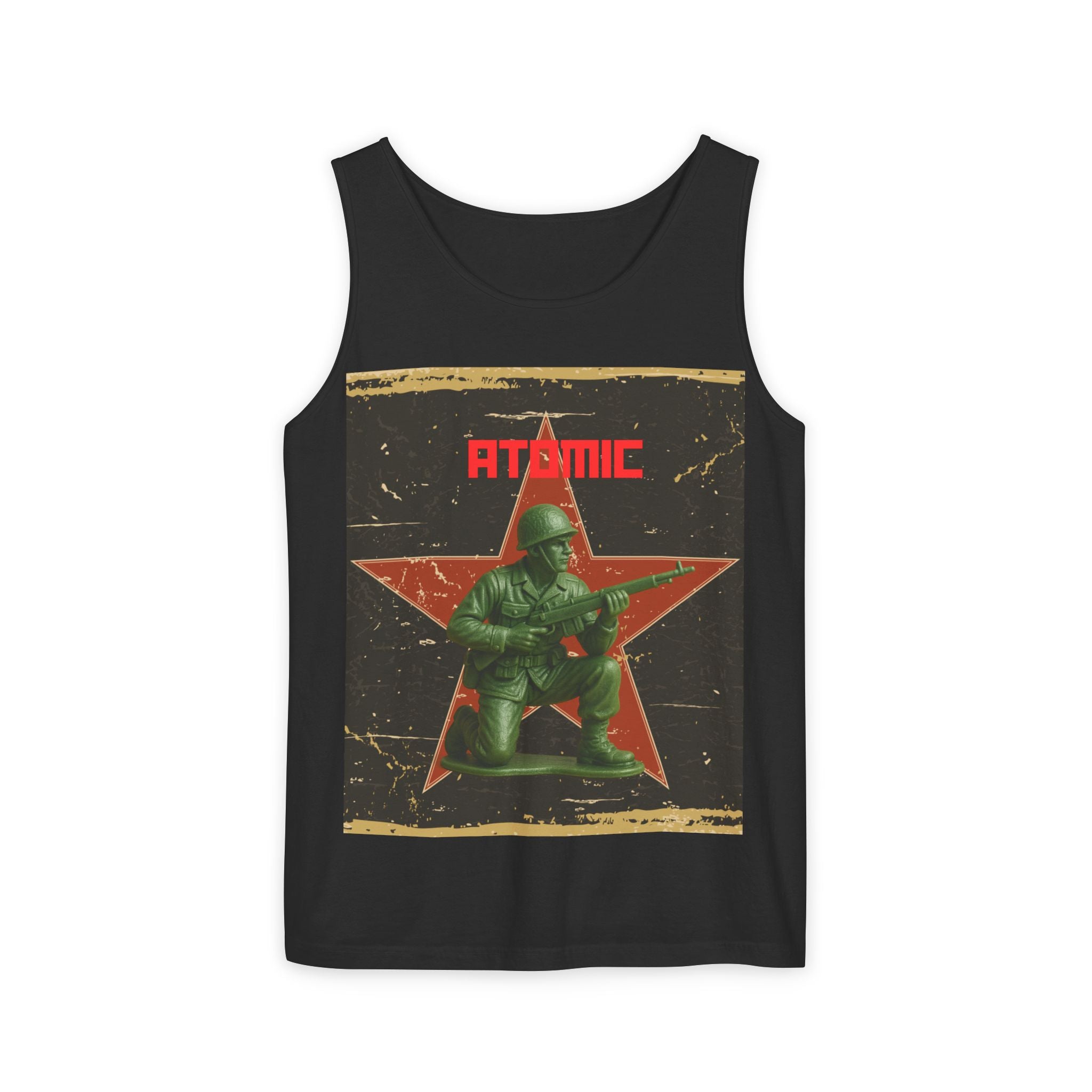 Atomic Soldier Graphic Tank Top, Casual Summer Wear, Military-Themed Apparel, Vintage Style Gift, Unisex Fashion