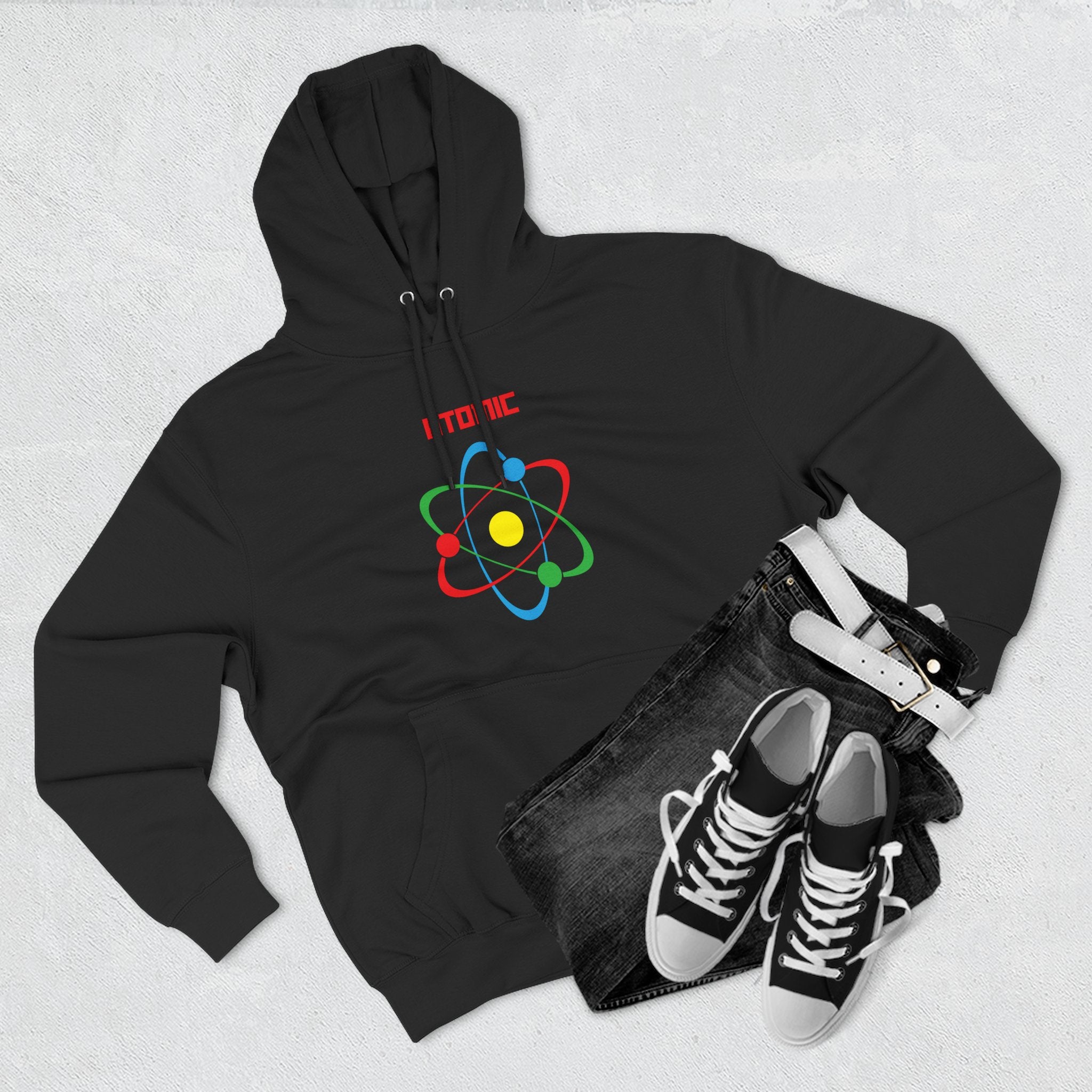 Atomic Science Fleece Hoodie - Perfect for Science Lovers, Gifts for Students, Casual Wear, STEM Events, Nerdy Fashion