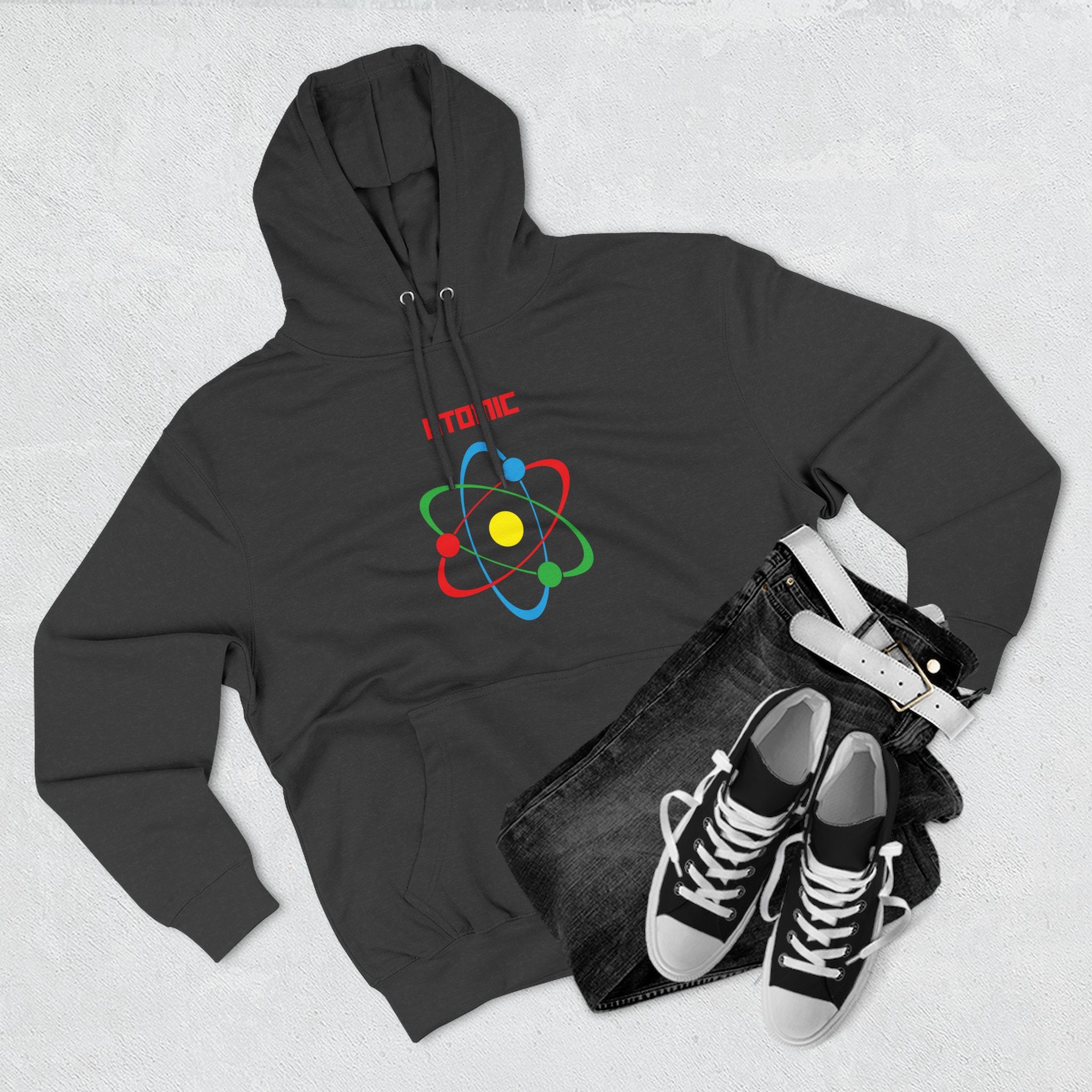 Atomic Science Fleece Hoodie - Perfect for Science Lovers, Gifts for Students, Casual Wear, STEM Events, Nerdy Fashion
